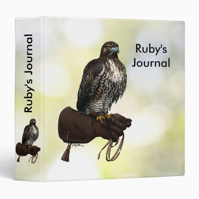 Red-tail Hawk on Glove 3 Ring Binder (Front/Spine)
