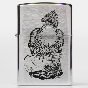 Red-tail Hawk on Glove Zippo Lighter