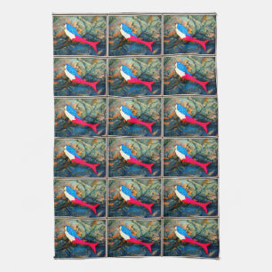 red-tail mermaid pattern towel