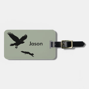 Red tail on squirrel silouette luggage tag