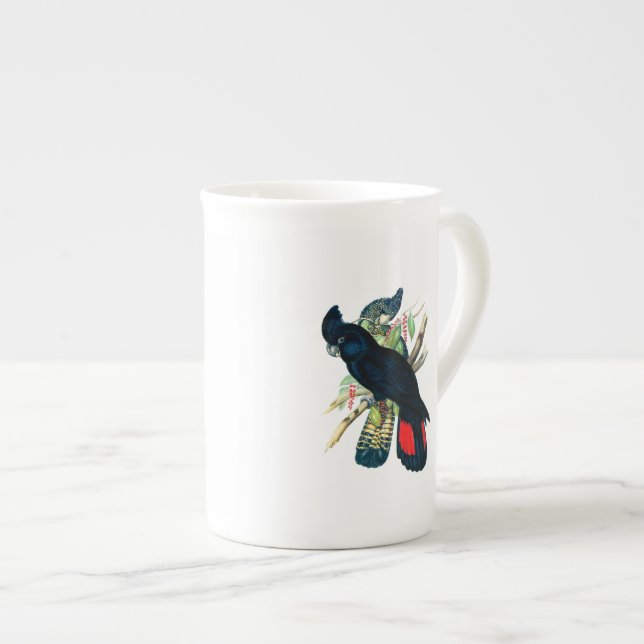 Red tailed, Black (Banksian) Cockatoos. Bone China Mug (Front Right)