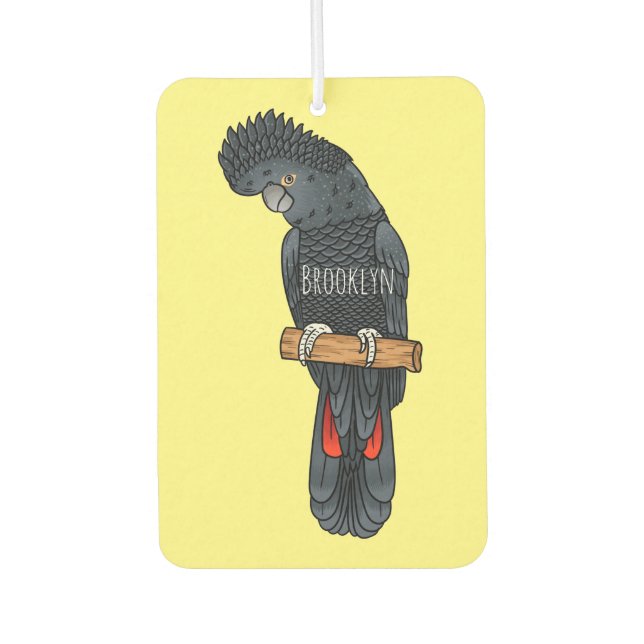 Red-tailed black cockatoo bird cartoon air freshener (Front)