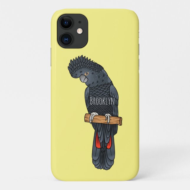 Red-tailed black cockatoo bird cartoon Case-Mate iPhone case (Back)