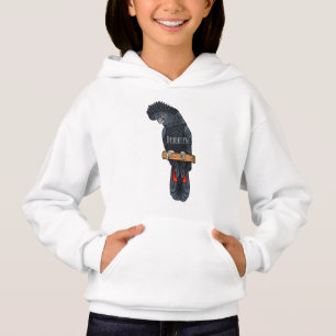 Red-tailed black cockatoo bird cartoon hoodie