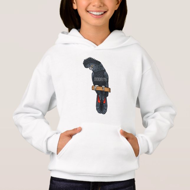 Red-tailed black cockatoo bird cartoon hoodie (Front)