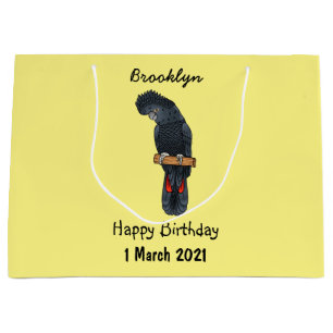 Red-tailed black cockatoo bird cartoon  large gift bag