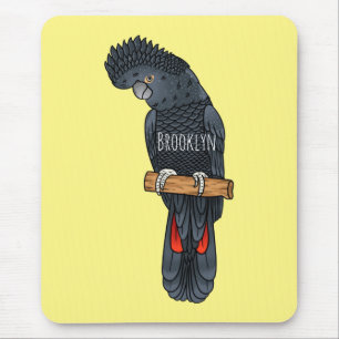 Red-tailed black cockatoo bird cartoon mouse pad
