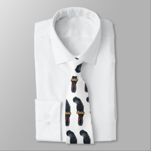 Red-tailed black cockatoo bird cartoon neck tie