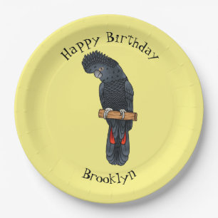 Red-tailed black cockatoo bird cartoon paper plates
