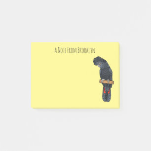 Red-tailed black cockatoo bird cartoon post-it notes