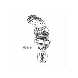 Red-tailed black cockatoo bird cartoon rubber stamp