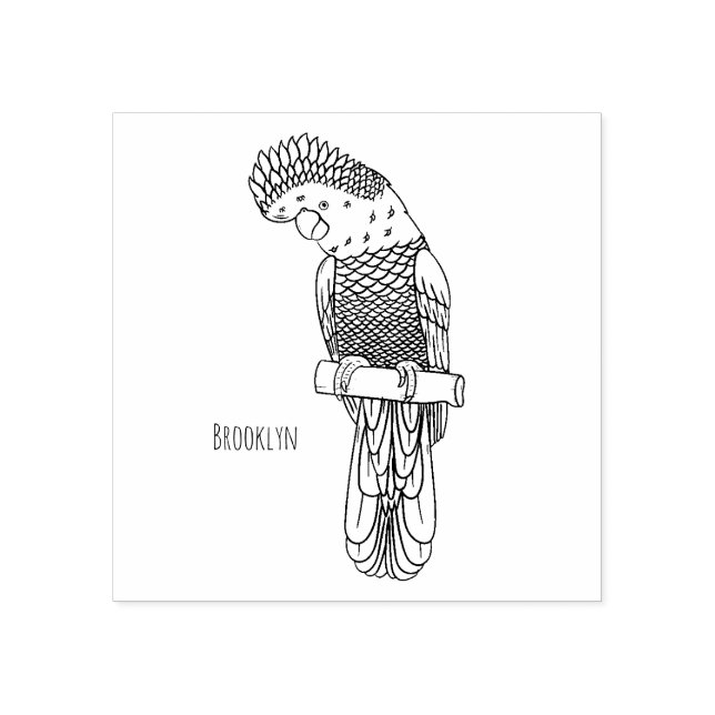 Red-tailed black cockatoo bird cartoon rubber stamp (Imprint)