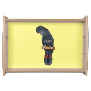 Red-tailed black cockatoo bird cartoon serving tray