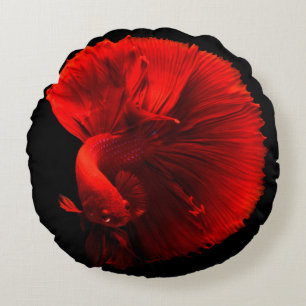Red Tailed Fish Round Pillow