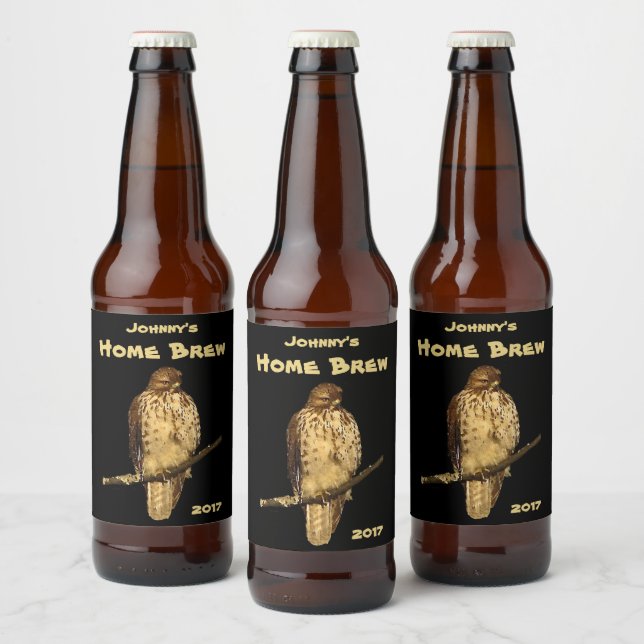 Red-Tailed Hawk Bird Beer Label (Bottles)