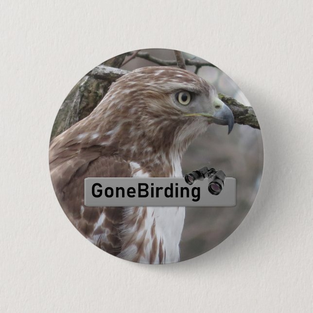 Red-tailed Hawk Birding magnet Button (Front)