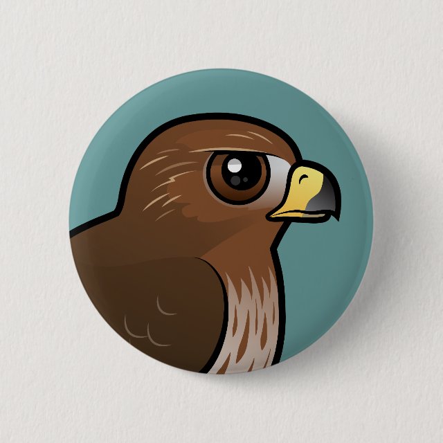 Cute Red Tailed Hawk Round Button In Birdorable Shop