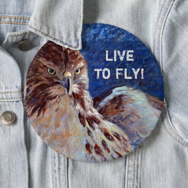 Red Tailed Hawk Button (In Situ)