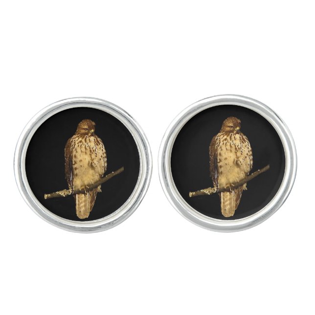 Red Tailed Hawk Cuff Links (Front)