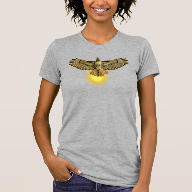 Red-tailed Hawk Flying with the Sun T-Shirt (Front)