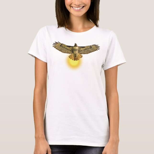 Red-tailed Hawk Flying with the Sun T-Shirt (Front)