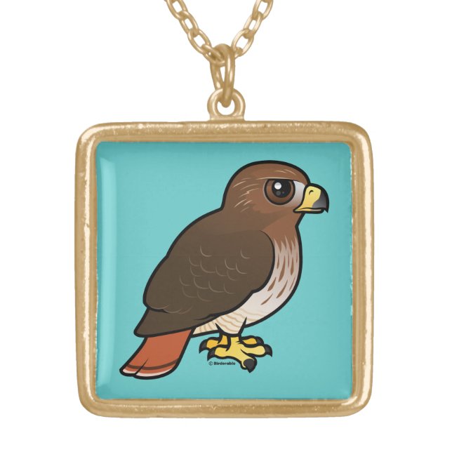Red-tailed Hawk Gold Plated Necklace (Front)