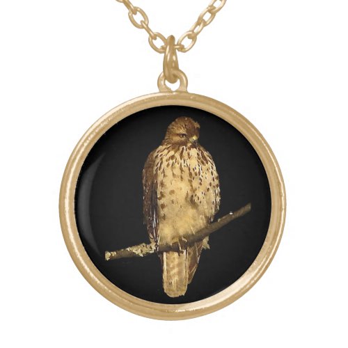 Red Tailed Hawk Gold Plated Necklace