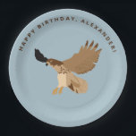 Red-Tailed Hawk in Flight Birthday Party Paper Plates<br><div class="desc">This paper party plate features an illustration of a red-tailed hawk in flight against a light blue background and your own message. Find coordinating hawks themed gifts and products in the Hawk and Blackbird Collection from Asterisk Designs.</div>