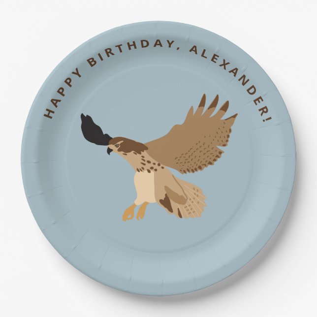 Red-Tailed Hawk in Flight Birthday Party Paper Plates (Front)