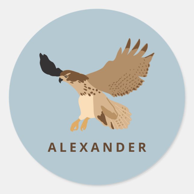 Red-Tailed Hawk in Flight Personalized Classic Round Sticker (Front)