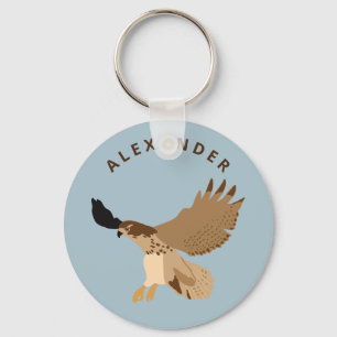 Red-Tailed Hawk in Flight Personalized Keychain