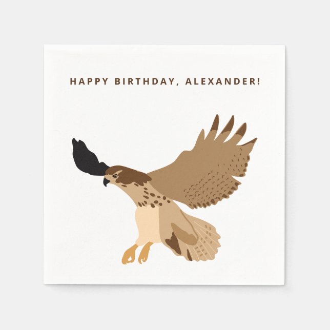 Red-Tailed Hawk in Flight Personalized Napkins (Front)
