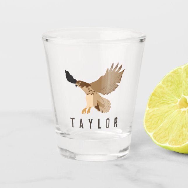 Red-Tailed Hawk in Flight Personalized Shot Glass (Front)