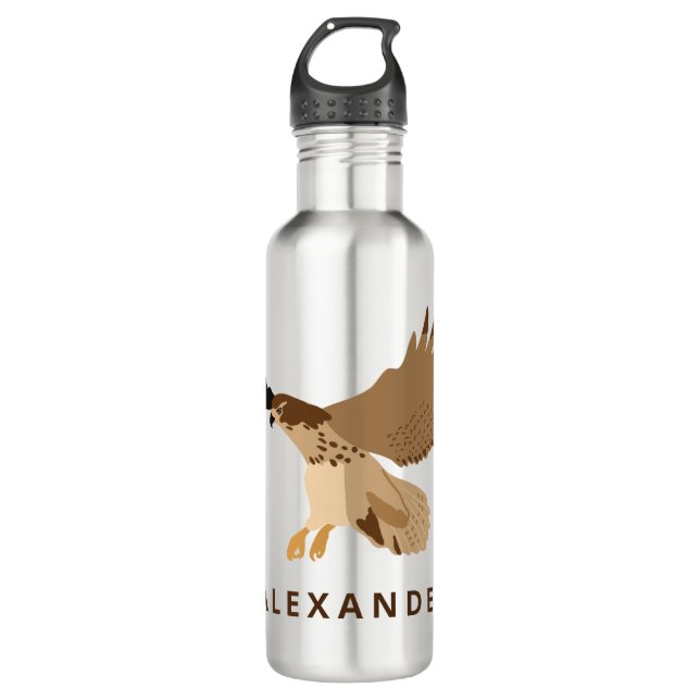 Red-Tailed Hawk in Flight Personalized Stainless Steel Water Bottle (Front)