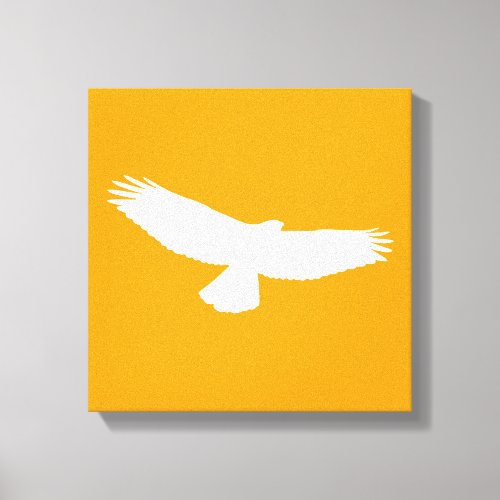 Red Tailed Hawk in Flight White Outline on Orange1 Canvas Print