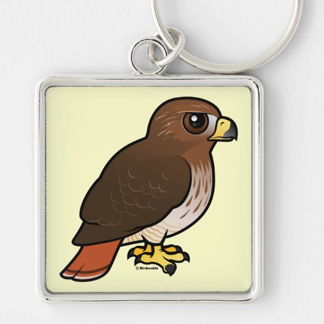 Birdorable Cute Red Tailed Hawk Premium Square Keychain