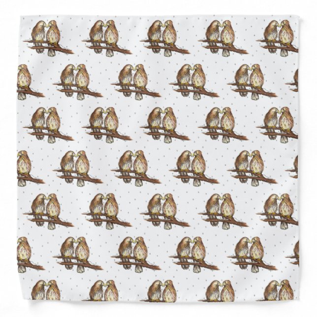 Red Tailed Hawk Love Bird Snow Christmas Holiday Bandana (Front)
