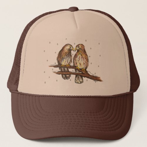 Red_Tailed Hawk Love Bird Snow Christmas Holiday Trucker Hat