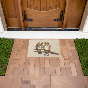 Red Tailed Hawk Love Birds Birdwatching Snow Doormat
