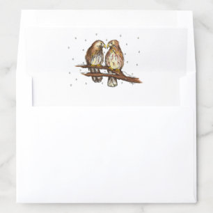 Red Tailed Hawk Lovebirds Snow Holiday Winter Envelope Liner
