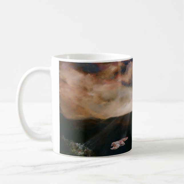 Red-tailed Hawk over the mesas coffee mug (Left)