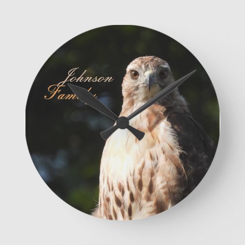 Red Tailed Hawk Personalize Round Clock