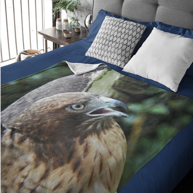 Red-tailed Hawk Raptor Fleece Blanket (In Situ Bed)