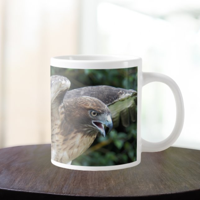 Red-tailed Hawk Raptor Photo Large Coffee Mug (In Situ)