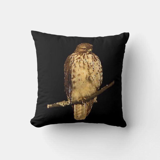 Red Tailed Hawk Throw Pillow (Front)