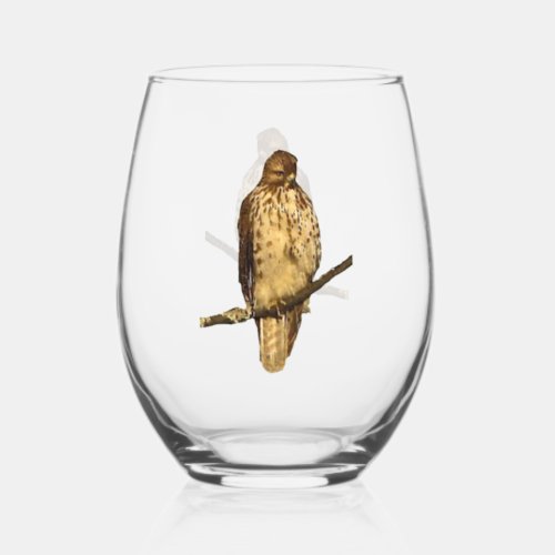 Red_tailed Hawk Wine Glass