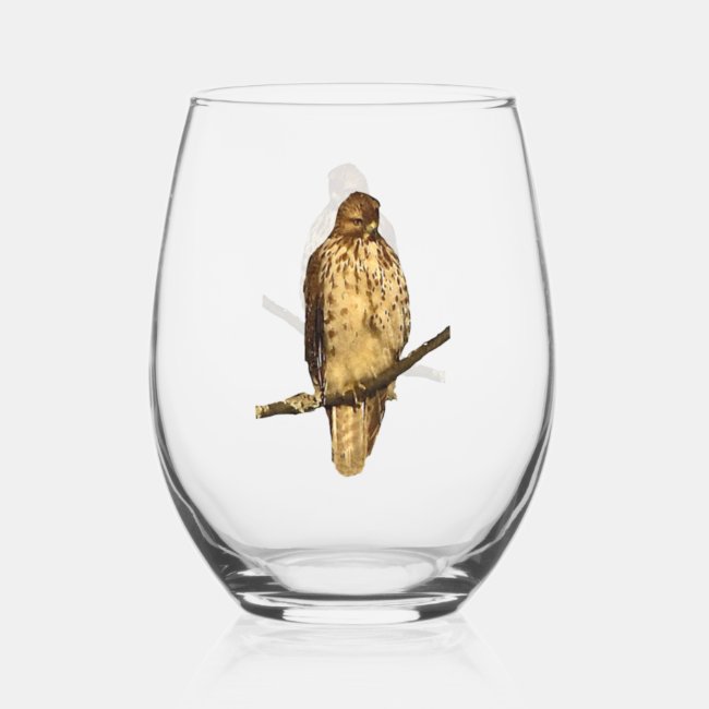 Red-tailed Hawk Wine Glass