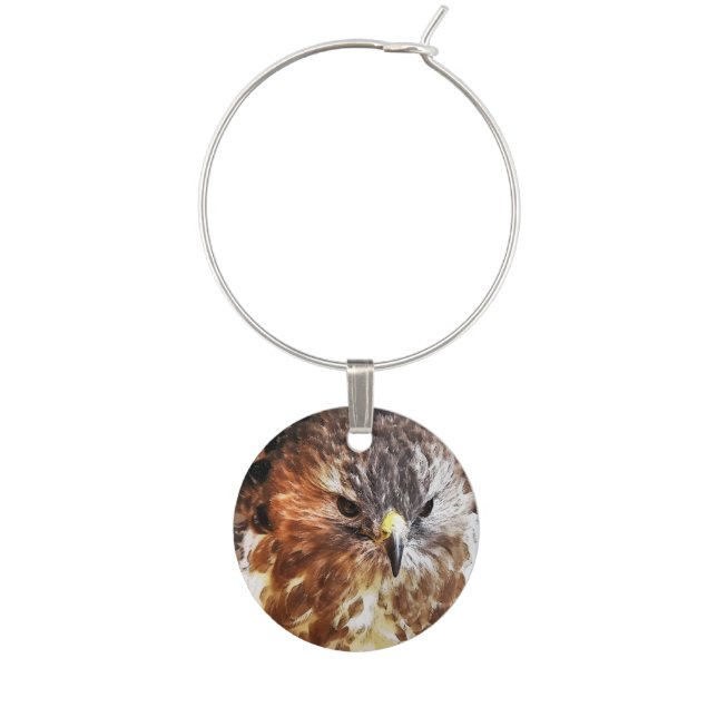 RED TAILED HAWK WINE GLASS CHARM (Front)