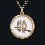 Red-Tailed Hawks Lovebird Snow Christmas Necklace<br><div class="desc">Necklace features an original marker illustration of a pair of red-tailed hawks in the snow. Perfect as a Christmas stocking stuffer!</div>