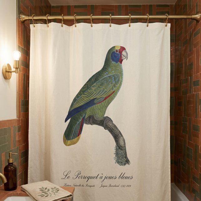 Red-Tailed Parrot Amazon, Amazona Brasiliensis Shower Curtain (Red-Tailed Parrot Amazon, Amazona Brasiliensis. Shower Curtain)